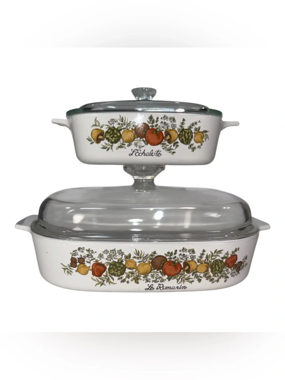 Vintage Corning Ware Spice of Life A-10-B & A-1-B Casserole Dishes with Lids